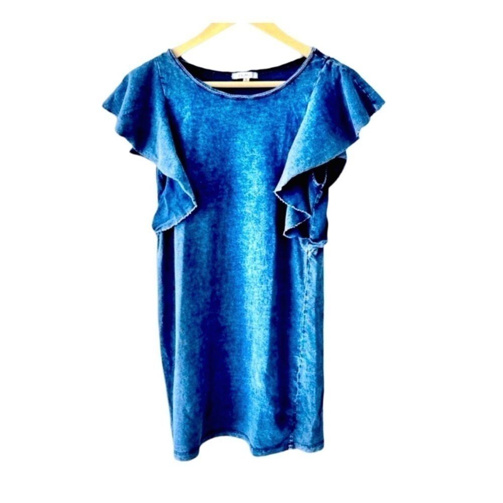 Z Supply Women’s ’The Jersey’ Sleeveless Denim Ruffle Dress. Indigo. Extra-Small